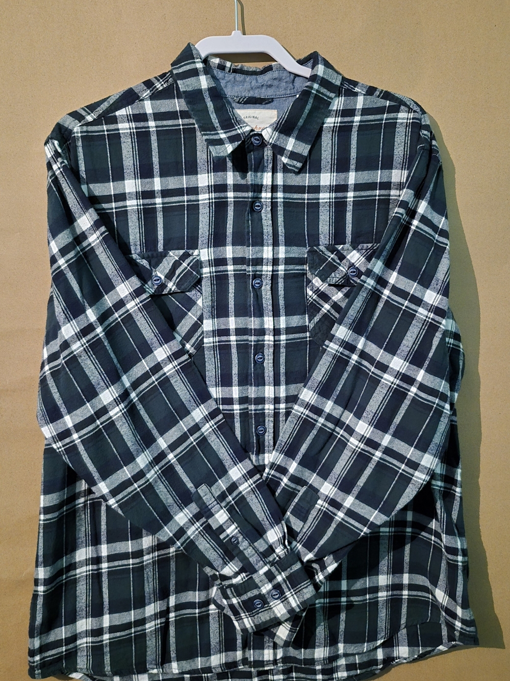 Weatherproof Men's Dark Green & White Flannel Button-Down Shirt